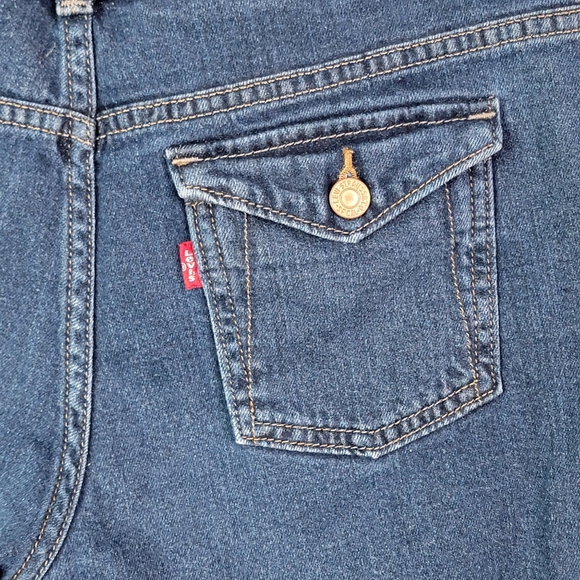 Levi's 515 Vintage Y2K Red Tab Mid Length Dark Wash Denim Jean Shorts Women's 6 - Picture 11 of 15